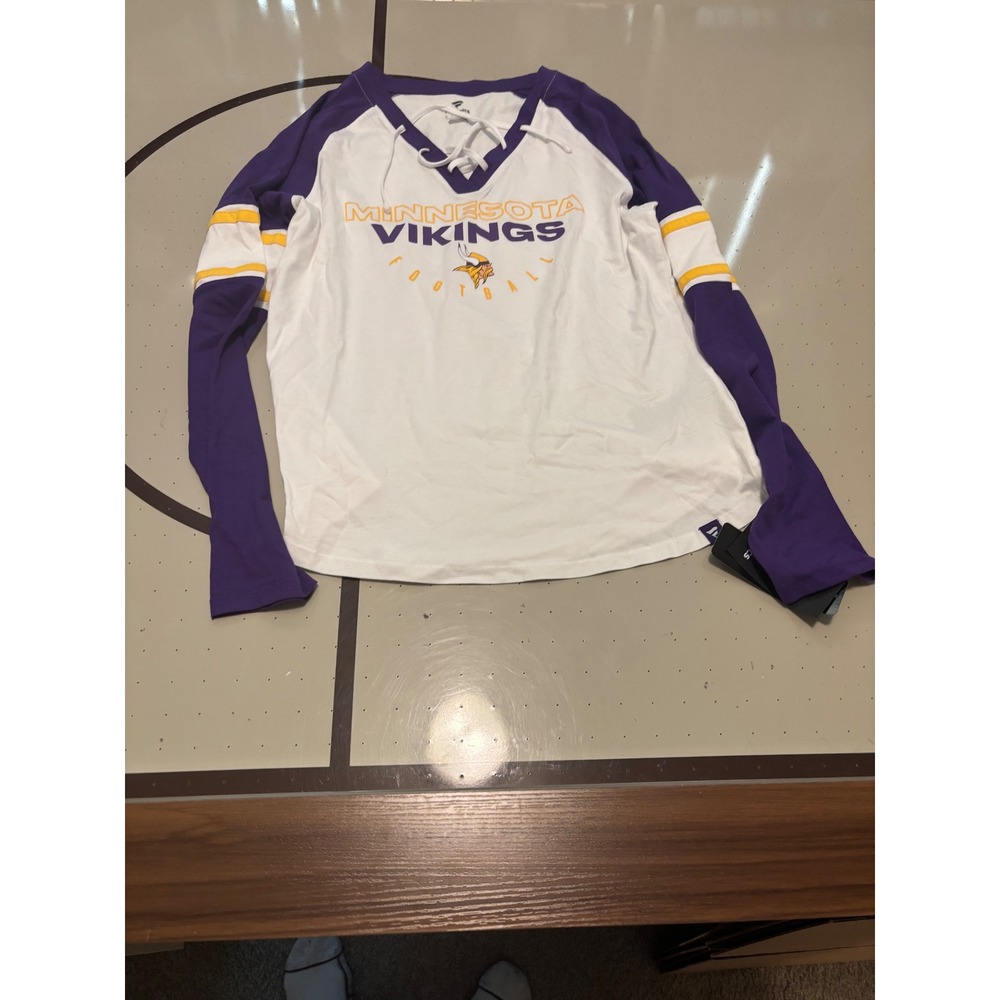 426 Minnesota Vikings Fanatics Lace-Up Long Sleeve Mens Large Purple White NFL - Picture 2 of 4